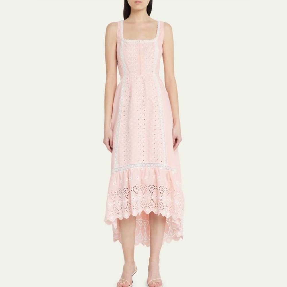 NEW LOVESHACKFANCY alwyn midi dress in bubble bath pink size 6